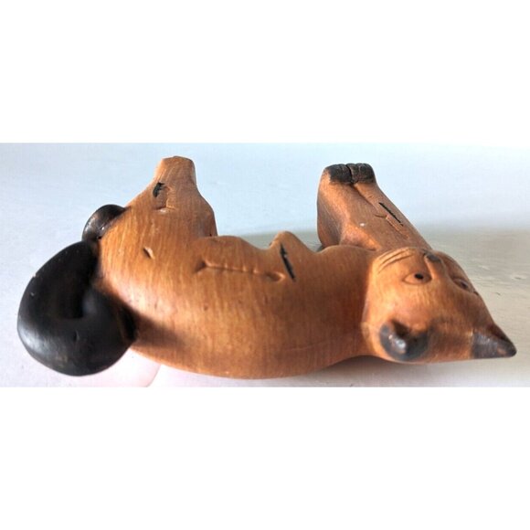 Lot Of 2 Cat Figurines Brown Mini Clay Terracotta Folk Style Desk Top 4 in. H - Picture 8 of 12